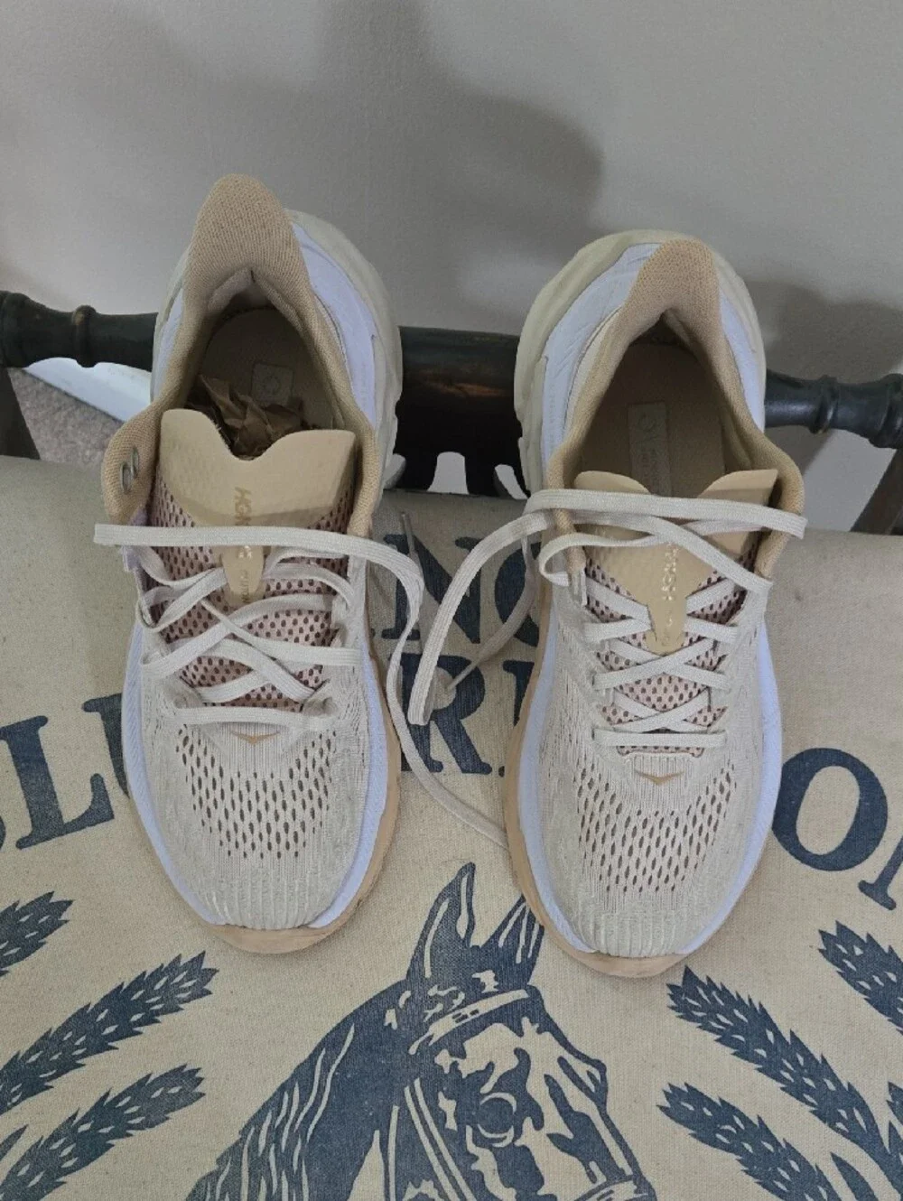 Hoka Clifton Edge Women's Running Shoes in Almond Milk/ Beige